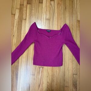 Wild Fable Off-the-Shoulder Ribbed Sweater - Magenta